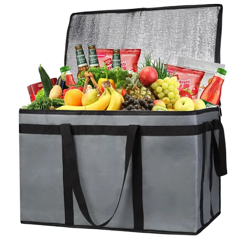 Vista 33 de Paquete de 1 bolsa aislada para entrega de alimentos con parte inferior dura, calentadores de alimentos comerciales XXXL para Uber Eats/Doordash