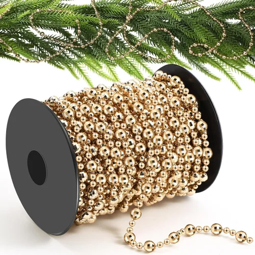 Vista 13 de Pangda Guirnalda de cuentas de 49 pies para árbol de Navidad, hilo de perlas artificiales de plástico, cadena de rollo para Navidad, manualidades