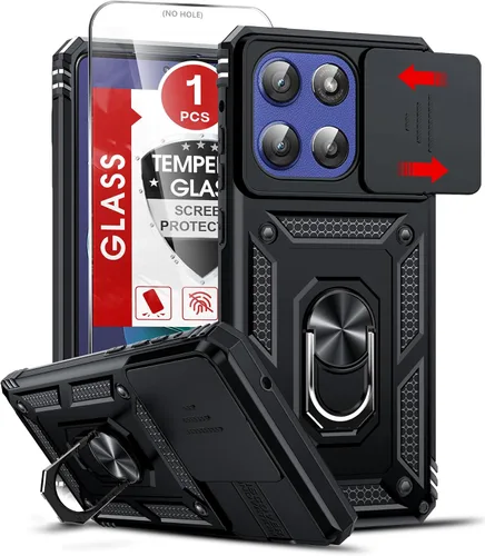 Vista 32 de LeYi Funda para Samsung Galaxy A05 (no compatible con A05S) con protector de pantalla y protector de lente de cámara, funda resistente de grado Negro