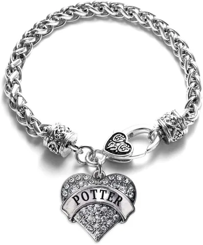 Vista 21 de Pulsera de plata con dije de corazón pavé con joyas de circonita cúbica