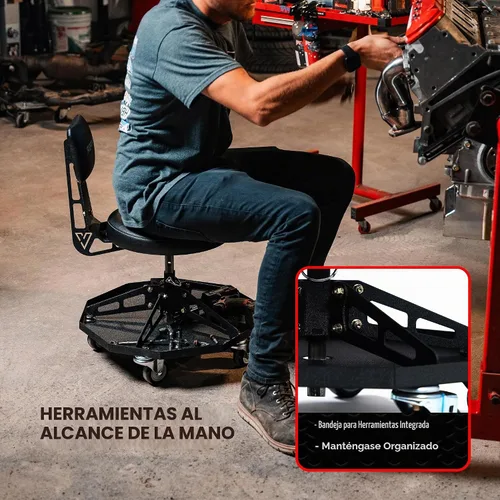 Vista 6 de Vyper - Silla deportiva de acero resistente para mecánica, asiento negro
