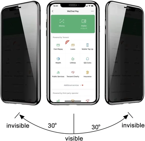 Vista 2 de Funda Magnética de Titanio para iPhone 14 Plus con Privacidad, Funda de Cuerpo Completo con Adsorción Magnética Anti-Espía de Vidrio Templado