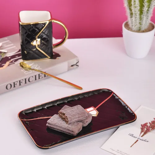 Vista 4 de WHJY Unique - Juego de taza de café rosa y azul de cerámica, juego de taza y platillo y cuchara, lindo juego de té de la tarde femenino, regalo