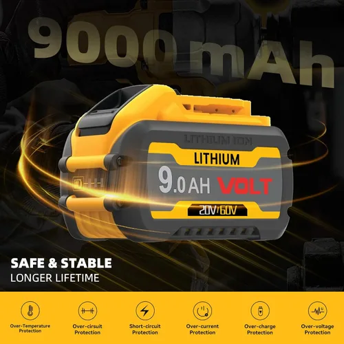 Vista 3 de 1 paquete de 9.0Ah DCB606 de repuesto para batería Dewalt 60V batería 20V