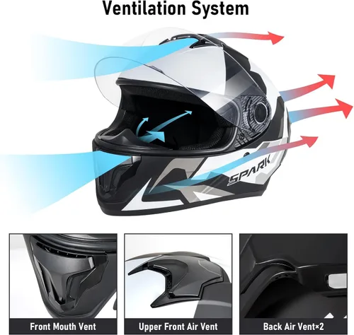 Vista 4 de Casco integral para motocicleta aprobado por DOT para adultos, ligero con ventilación, equipo de conducción para todas las estaciones, forro