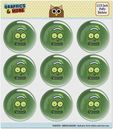 Vista 5 de Rick and Morty Pickle Rick Face Puffy Bubble Dome Scrapbooking Crafting Sticker Set