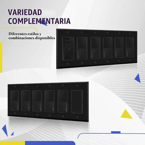 Vista 5 de ENERLITES Placa de pared decorativa para interruptor de luz o receptáculo, tamaño 6-Gang 4.50" x 11.81" pulgadas, policarbonato termoplástico Negro