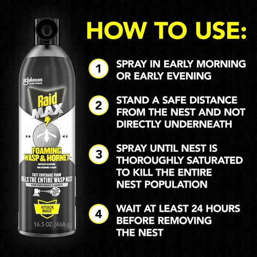 Vista 6 de Raid MAX Espray espumoso para avispas y avispones insectos, 16.5 onzas