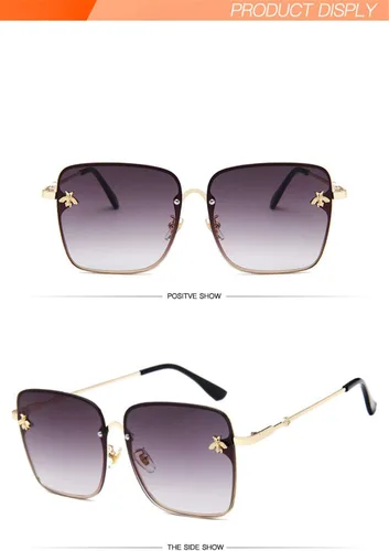 Vista 3 de CdyBox Gafas de sol de gran tamaño para mujer, gafas de sol cuadradas con abeja, regalos de moda