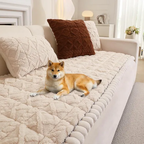 Vista 9 de Funda de Sofá para Perros Lavable, Fundas de Sofá Mullidas para Mascotas para Sofá de 3 Cojines Apto para Mascotas, Funda Protectora Antideslizante