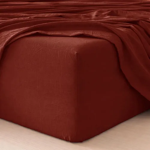 Vista 36 de MooMee Sábana bajera ajustable únicamente, 100% algodón lavado con textura tipo lino, transpirable, duradera, suave, cómoda, bolsillo profundo se
