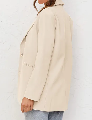 Vista 3 de MEROKEETY Blazers para mujer, de negocios, casual, 2025, otoño, de gran tamaño, manga larga, con solapa, chaqueta de trabajo y oficina