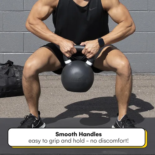 Vista 4 de Kettlebell Kings Pesas rusas con recubrimiento en polvo de 5-90 libras Equipo de gimnasio de entrenamiento y conjuntos de entrenamiento de fuerza