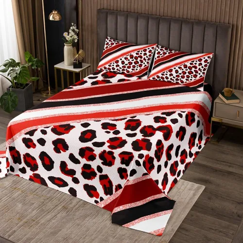 Vista 11 de Juego de colcha con lazo para niños, tamaño individual, diseño de cebra y leopardo con purpurina, decoración de habitación para niñas y mujeres