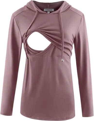 Vista 99 de GINKANA Sudadera con capucha para mujer, manga larga, lactancia materna, ropa casual
