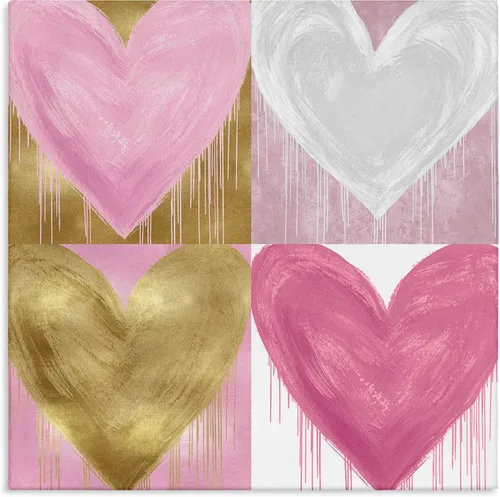 Vista 8 de Stupell Industries Pintura en aerosol Glam Hearts rosa y dorado, diseñada por Lindsay Rodgers Art, 12 x 12, placa de pared
