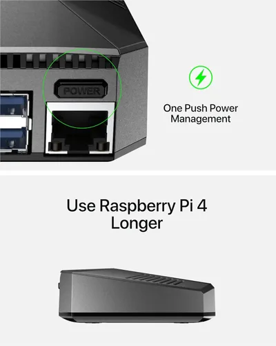 Vista 6 de Carcasa Argon ONE para Raspberry Pi 4 Modelo B con ventilador de refrigeración, disipador de calor de aluminio, botón de encendido, compatible