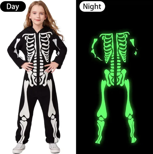 Vista 2 de SIZGAROOT Adult Skeleton Costume Glow in the Dark Onesie for Halloween