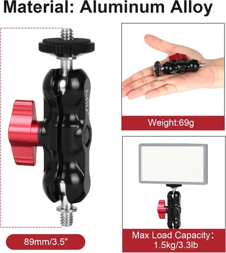 Vista 3 de Brazo mágico HSU con cabeza de bola doble (tornillo de 1/4"-20)