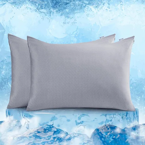 Vista 28 de LUXEAR Fundas de almohada refrescantes para durmientes acalorados, Arc-Chill Q-Max de doble cara mejorada > 0.5 Funda de almohada de satén