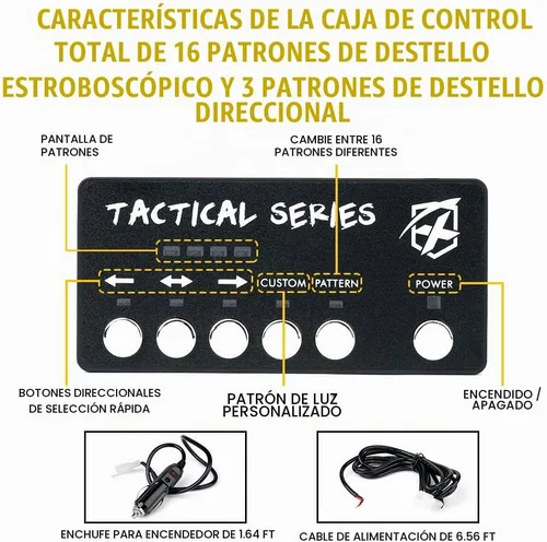 Vista 4 de Xprite Kit de luces estroboscópicas de montaje en superficie ámbar de 24 LED con panel de control, parrilla de parrilla lateral, luces intermitentes