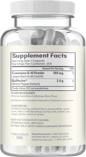 Vista 3 de CoQ10 200 mg con BioPerine - Coenzima de absorción mejorada Q10 200mg Potente antioxidante para energía cardíaca y apoyo al envejecimiento - Tapas