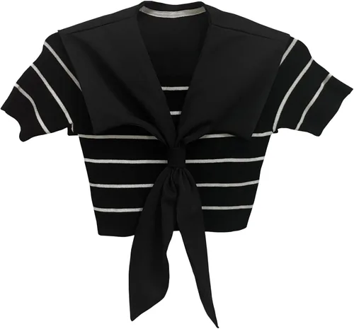 Vista 5 de Sailor Fake Collar for Women Cute False Collar for Girl,black white, width14.5 x22 height