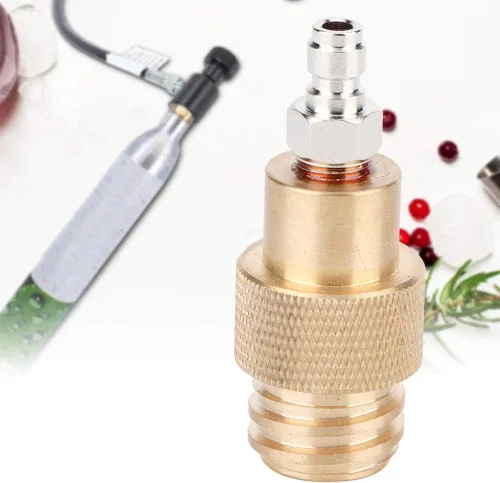 Vista 3 de AYNEFY Adaptador de agua, TR21-4 Adaptador de latón de rosca macho Convertidor de botella de gas de agua Adaptador de cilindro de CO2 Piezas