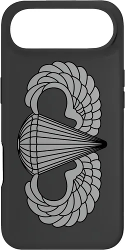 Vista 26 de Insignia básica de paracaidista para iPhone 14, alas de salto aerotransportadas, funda gris