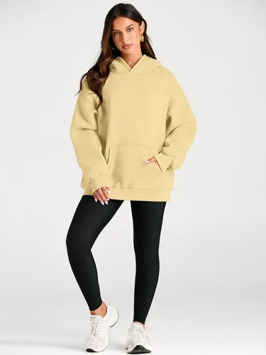 Vista 65 de Trendy Queen - Sudaderas extragrandes con capucha para mujer, suéteres de manga larga, sin botones, de vellón, de otoño, ropa de invierno