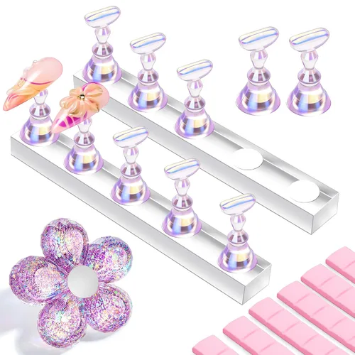 Vista 12 de Makartt Soporte de uñas para uñas a presión, práctica de pintura artística, soporte magnético para pintar uñas, soporte para diseños de uñas