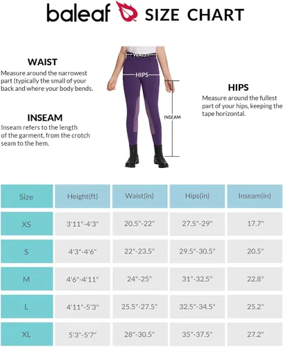 Vista 7 de BALEAF Pantalones de equitación para niñas, pantalones ecuestres para niños, con parche en la rodilla, bolsillo con cremallera, mallas para caballos
