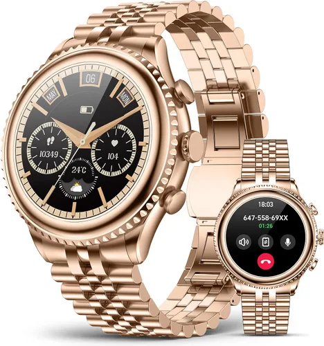 Vista 11 de Reloj inteligente con bisel giratorio 2026 para hombre con llamada Bluetooth, frecuencia cardíaca, presión arterial, SpO2, monitor de sueño, reloj