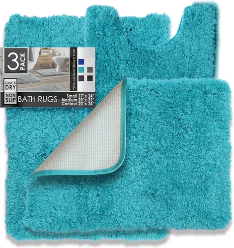 Vista 46 de Clara Clark Alfombras de baño, alfombras de baño ultra suaves y peludas - tapetes de baño para baño, lavable a máquina, base antideslizante de goma
