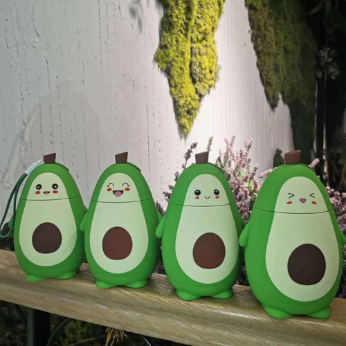 Vista 3 de RiToEasysports Botella de agua de aguacate, vidrio de aguacate de dibujos animados, doble capa, linda taza de agua portátil para niña, regalos