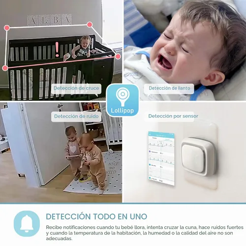 Vista 4 de Lollipop Monitor de bebé (algodón de azúcar) - Cámara inteligente Wi-Fi completa de detección real de llanto con plan adicional en la aplicación
