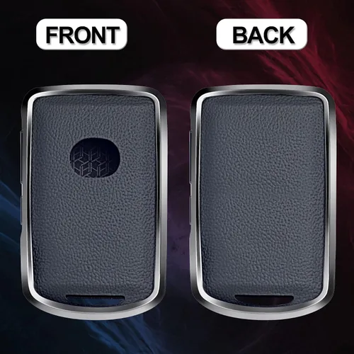 Vista 2 de Funda de cuero negro y marco de aluminio compatible con Mazda 3 6 CX-30 CX-5 CX-9 3/4 botón sin llave