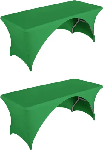Vista 19 de LZY Paquete de 2 manteles ajustables para mesas plegables de 6 pies, espalda abierta, manteles rectangulares de elastano/elástico/elásticos
