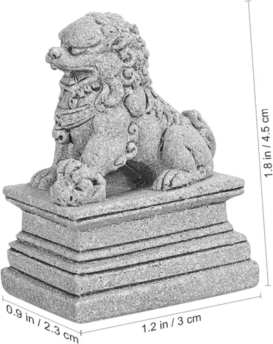 Vista 6 de DOITOOL 2 estatuas de perro Foo, leones guardianes, estatuas de piedra Feng Shui, estatuas de león de estilo chino, figuras coleccionables