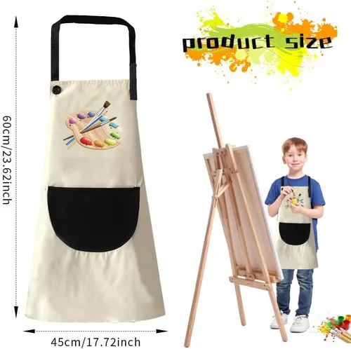 Vista 2 de Delantal para niños, paquete de 2 delantales de pintura para niños y niñas, delantales para niños, pintura, cocina, horneado, arte y manualidades