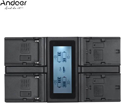Vista 8 de Andoer Cargador de batería de cámara digital de 4 canales Pantalla LCD para cámara Sony Canon (LP-E6 + NP-F970)
