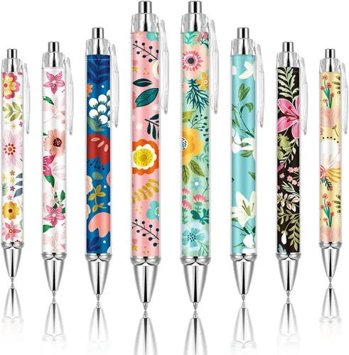 Vista 13 de Ireer 8 bolígrafos de bola para mujeres 1.00 mm de tinta negra lindos y elegantes, bolígrafos de punta fina de escritura suave para estudiantes