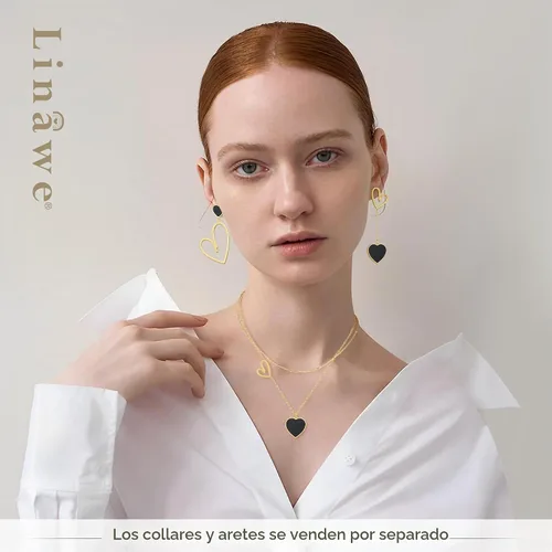 Vista 4 de Linawe Mismatched Heart Dangle Earrings for Women Trendy