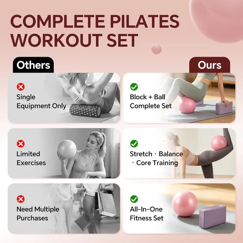 Vista 5 de Bloque de pilates y pelota, kit de pilates para entrenamientos en casa
