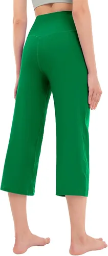 Vista 4 de Rosemmetti Pantalones capri de yoga para mujer, corte de bota, talla grande, cintura alta, pantalones de entrenamiento atlético, con bolsillos