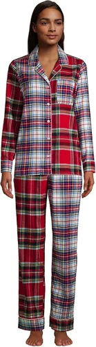 Vista 4 de Lands End Pantalones de pijama de franela con estampado para mujer