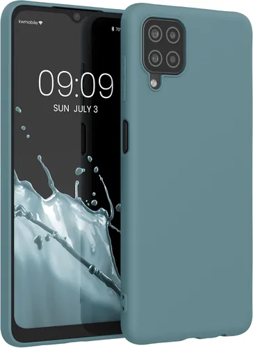 Vista 220 de kwmobile Funda compatible con Samsung Galaxy A12 - Funda protectora de silicona TPU suave y delgada - Azul Báltico