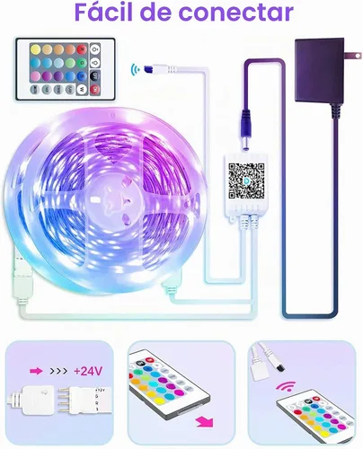 Vista 9 de GUPUP Tira de luces LED WiFi de 200 pies, compatible con Alexa y Google Assistant, 2 rollos de tira de luz LED RGB de 100 pies, cambio