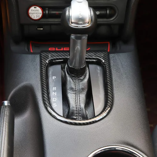 Vista 4 de RT-TCZ Cubierta del marco del panel de cambio de marchas, accesorios adhesivos compatibles con Ford Mustang 2015 2016 2017 2018 2019 2020 2021 2022