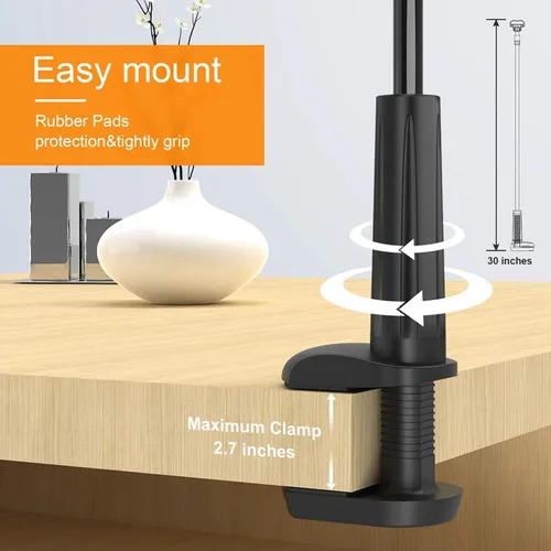 Vista 3 de Soporte para Teléfono de Cama con Cuello de Cisne – Brazo Flexible Montaje de Clip 360 Soporte Ajustable con Abrazadera Compatible con Teléfono